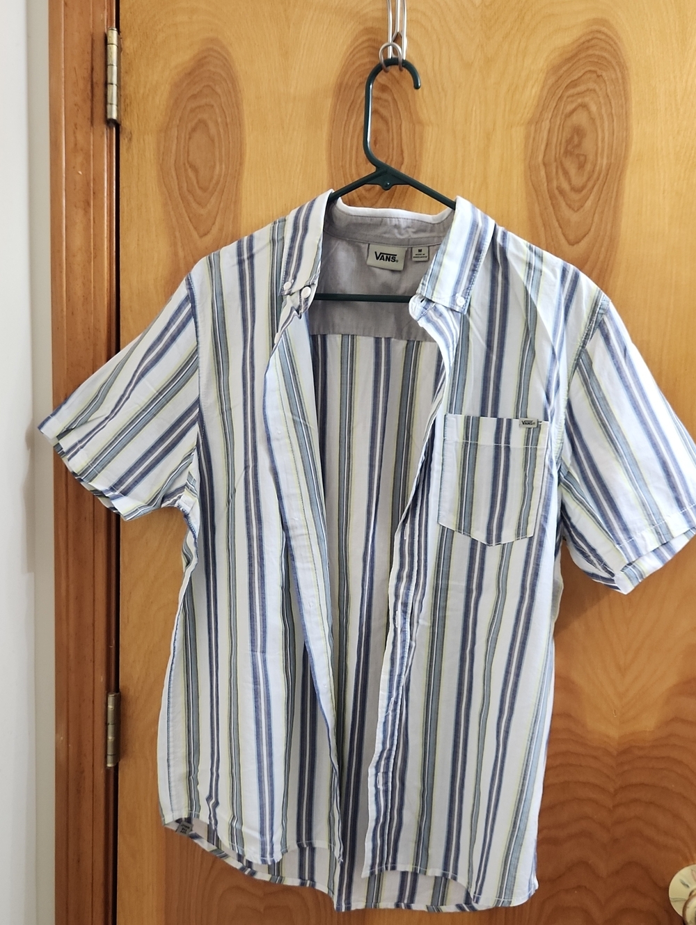 Vans Short-Sleeve Striped Button-Down in Blue, White & Gray